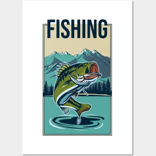 Fishing. The fish jumps out of the water. Posters and Art